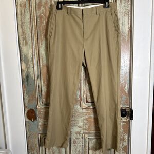 Alan Flusser Mens Khaki Golf Pants Flat Front 34x30 Tan Casual Trousers